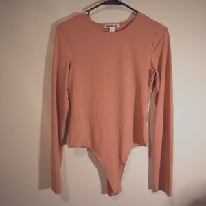 CHARLOTTE RUSSE Pink Long Sleeve Bodysuit